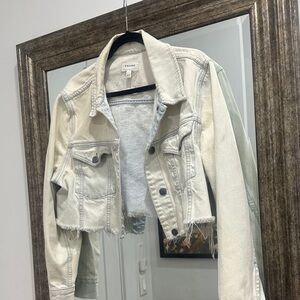 Frame Denim Women's Off-White Cropped Jean Jacket